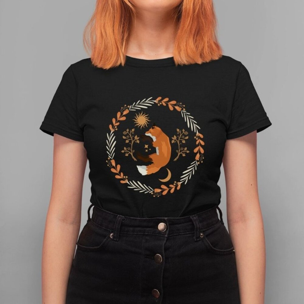 Cottagecore Fox Shirt, Cottagecore Clothes, Botanical Boho Nature T Shirt